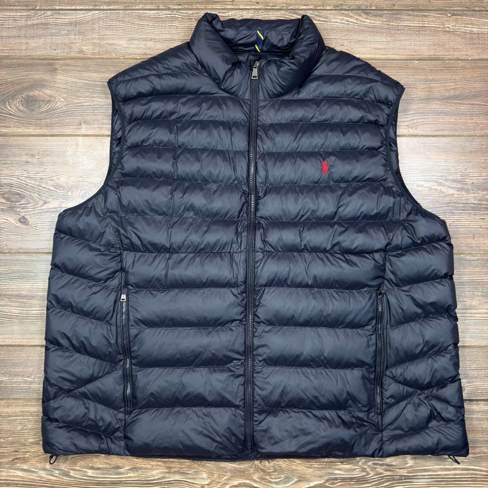 Polo Ralph Lauren Mens Big Tall Size 4XB Puffer Vest Navy Blue Quilted NWOT